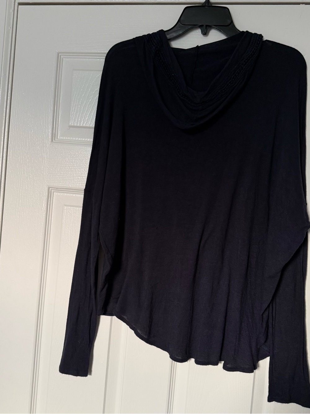 Paper Crane Navy Hooded Knit Pullover Top with Crochet Trim - Picture 6 of 7